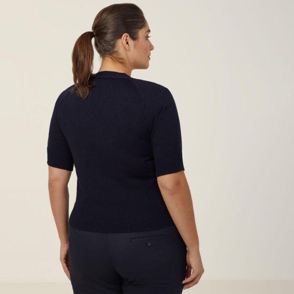 Workthreads | Wool Rich Short Sleeve Rib Trim Cardigan - CAT5BJ Workthreads | Wool Rich Short Sleeve Rib Trim Cardigan – CAT5BJ