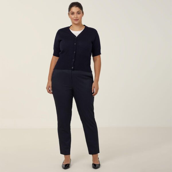 Workthreads | Wool Rich Short Sleeve Rib Trim Cardigan - CAT5BJ Workthreads | Wool Rich Short Sleeve Rib Trim Cardigan – CAT5BJ