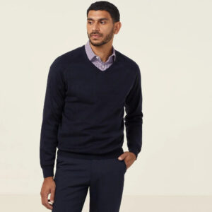 “NNT acrylic V‑neck sweater CATE33 front view” “CATE33 corporate and healthcare sweater NZ” “Acrylic V‑neck sweater side profile” “NNT CATE33 knitwear for uniforms NZ” “Acrylic sweater fabric detail CATE33