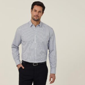 Avignon Fine Block Stripe Stretch Long Sleeve Shirt - CATJD9