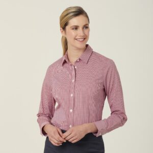 Avignon Gingham Check Stretch Long Sleeve Slim Shirt – CATUKS Red/White