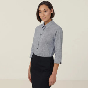 Workthreads | Avignon Abstract Print Stretch Long Sleeve Shirt - CATJDC Avignon Abstract Print Stretch 3/4 Sleeve Shirt - CATUKX - 10, Black/White