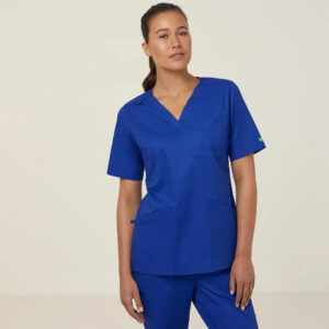 Vital Antibacterial Mayo Scrub Top - CATUMN Cobalt/Mid Night/Purple