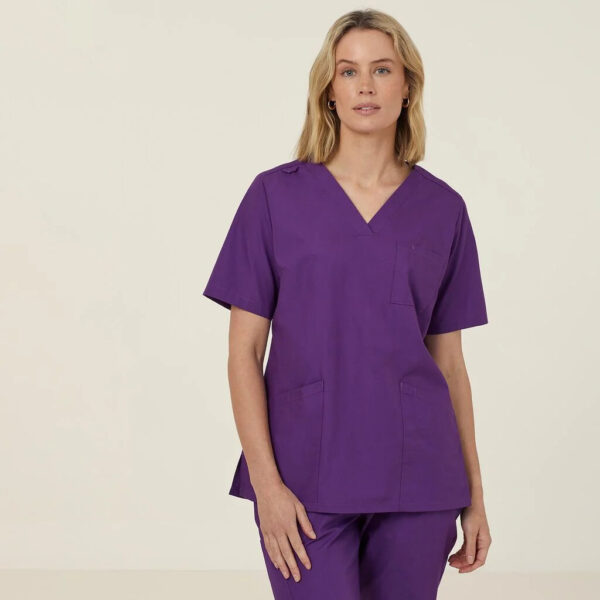 Workthreads | Vital Antibacterial Mayo Scrub Top – CATUMN Cobalt/Mid Night/Purple