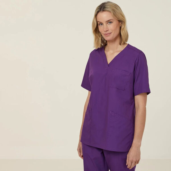 Workthreads | Vital Antibacterial Mayo Scrub Top – CATUMN Cobalt/Mid Night/Purple