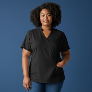 Ladies Nu Mandarin Collar Scrub Top 4SMT1