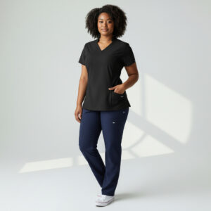 Ladies Nu Mandarin Collar Scrub Top 4SMT1