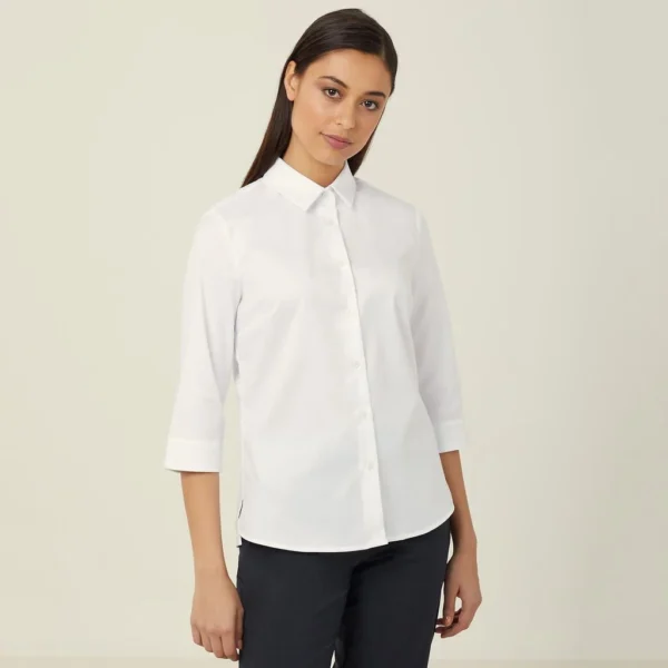 Workthreads | Stretch Textured Twill 3/4 Sleeve Shirt – CATUFP